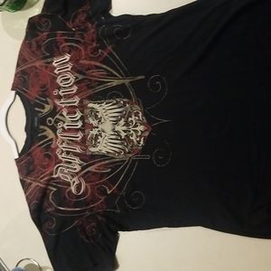 Black and Maroon/Khaki Affliction George RUSH St. Pierre LARGE Shirt.